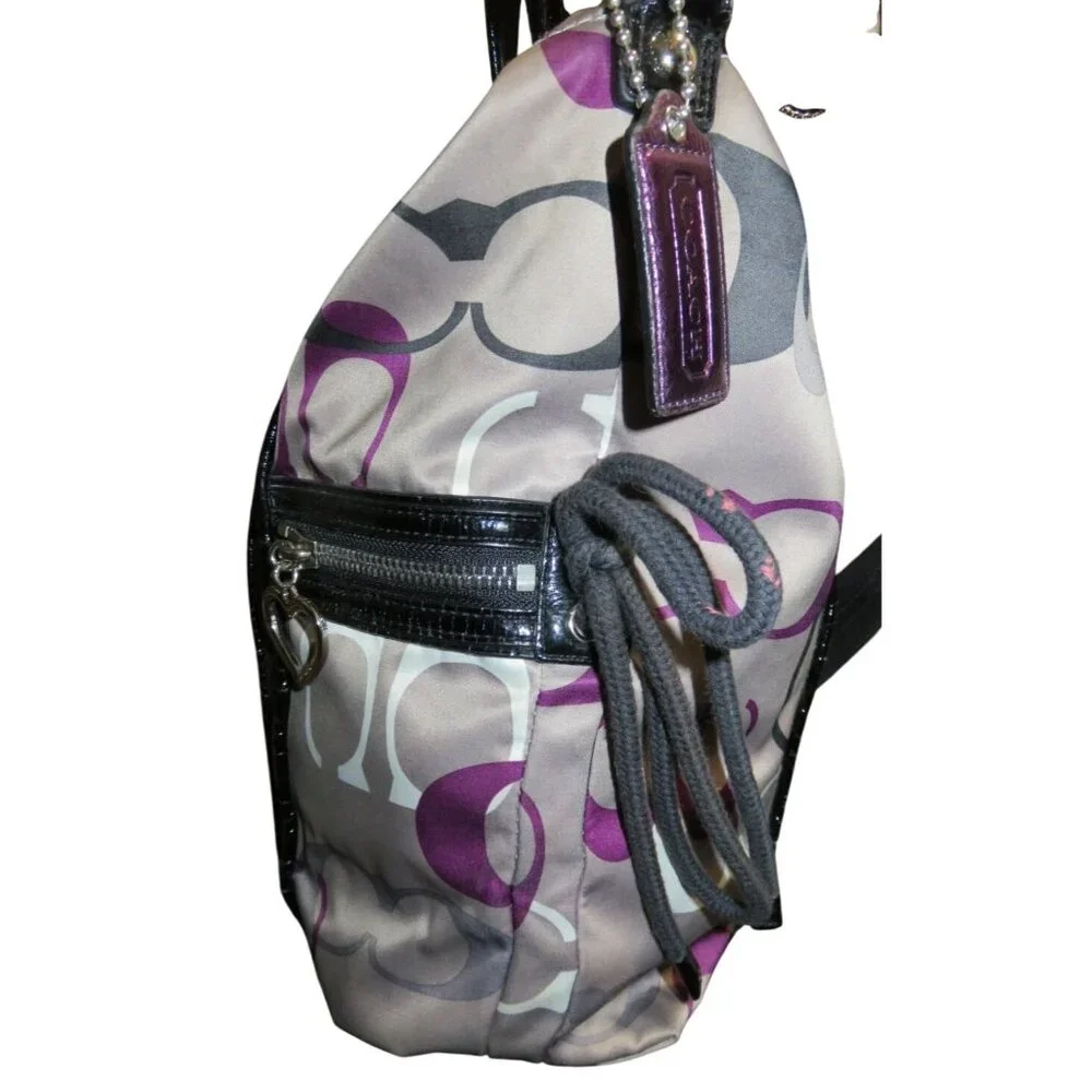 Coach Poppy Purple OP Art C Logo Signature Graffiti Glam Handbag